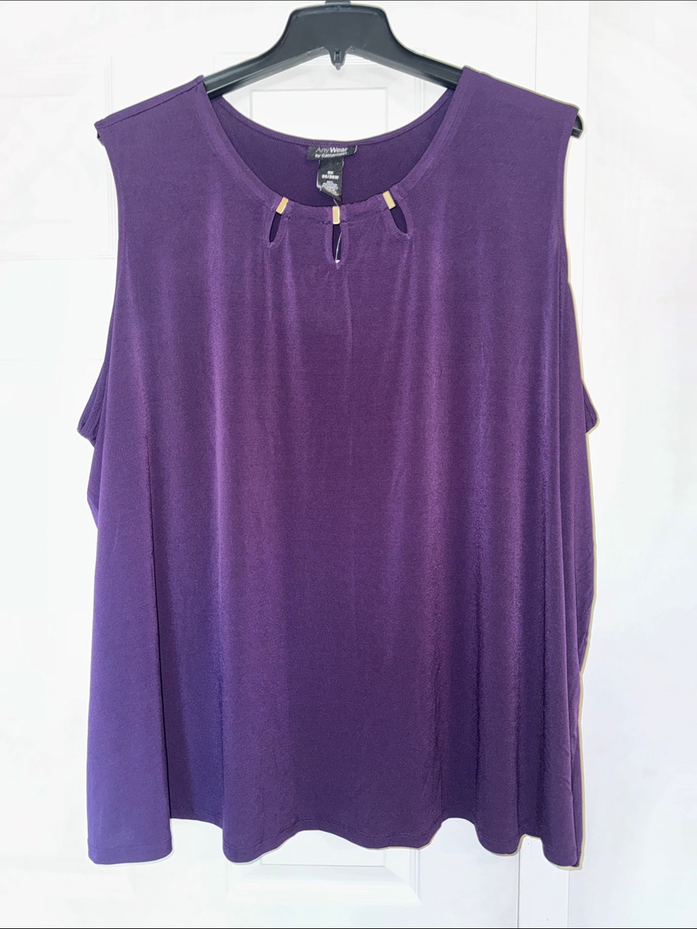 Avenue Sleeveless Purple Tank with Decorative Neck Accents